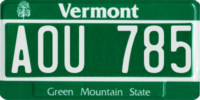 VT license plate AOU785