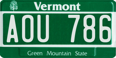 VT license plate AOU786