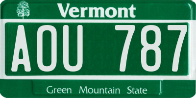 VT license plate AOU787