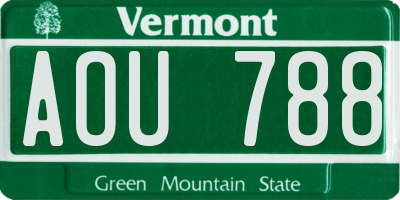VT license plate AOU788