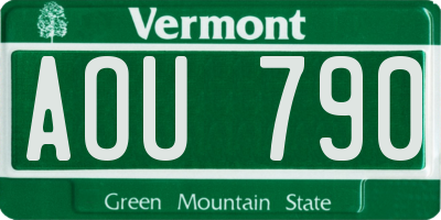 VT license plate AOU790