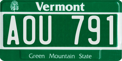 VT license plate AOU791