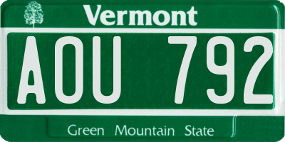 VT license plate AOU792