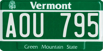 VT license plate AOU795