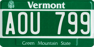 VT license plate AOU799