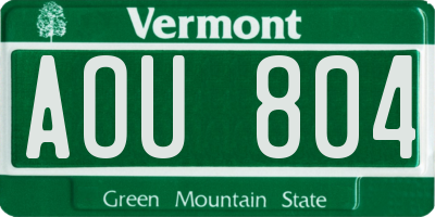 VT license plate AOU804