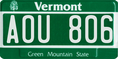 VT license plate AOU806