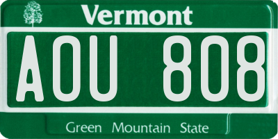 VT license plate AOU808