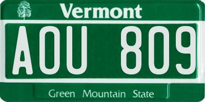 VT license plate AOU809