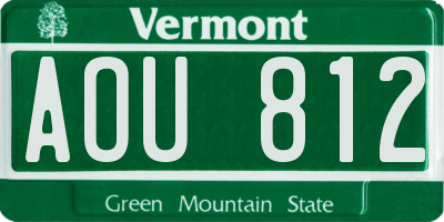 VT license plate AOU812