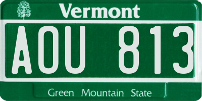 VT license plate AOU813