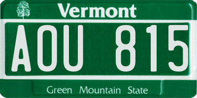 VT license plate AOU815