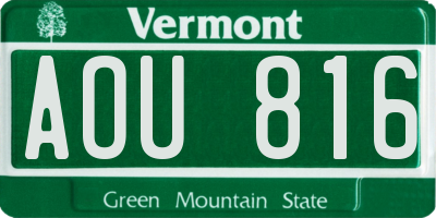 VT license plate AOU816