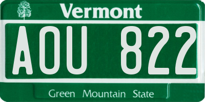 VT license plate AOU822