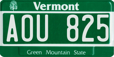 VT license plate AOU825