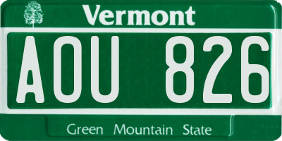 VT license plate AOU826