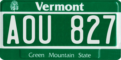 VT license plate AOU827