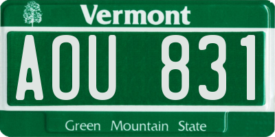 VT license plate AOU831