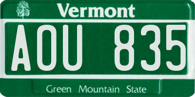 VT license plate AOU835