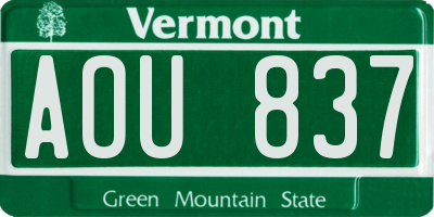 VT license plate AOU837