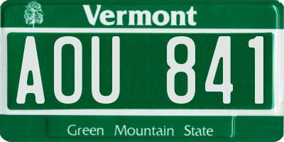 VT license plate AOU841