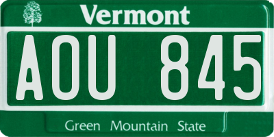 VT license plate AOU845