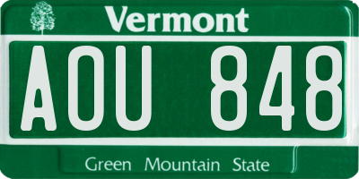 VT license plate AOU848