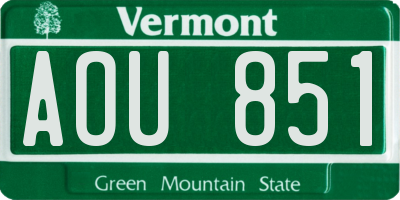 VT license plate AOU851