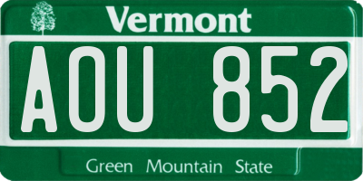VT license plate AOU852