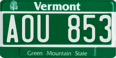 VT license plate AOU853