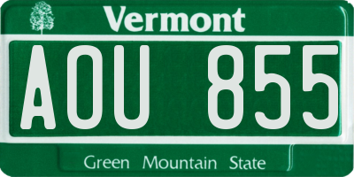 VT license plate AOU855