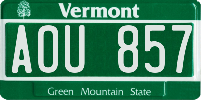 VT license plate AOU857