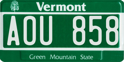 VT license plate AOU858