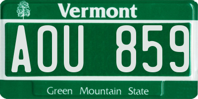 VT license plate AOU859