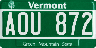 VT license plate AOU872