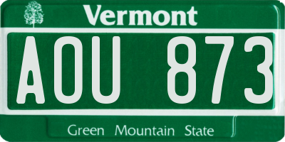 VT license plate AOU873