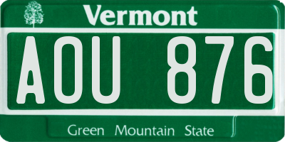 VT license plate AOU876