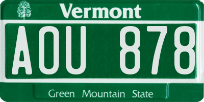 VT license plate AOU878
