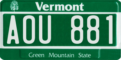 VT license plate AOU881