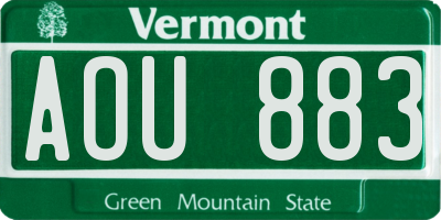 VT license plate AOU883