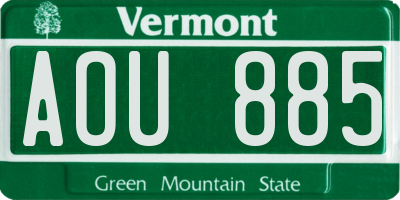 VT license plate AOU885