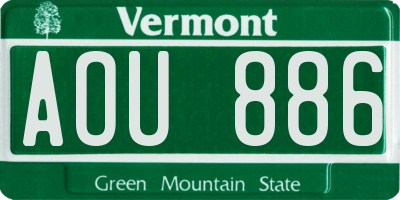 VT license plate AOU886