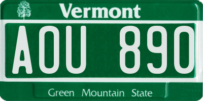 VT license plate AOU890