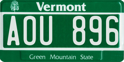 VT license plate AOU896