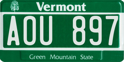 VT license plate AOU897