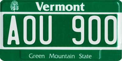 VT license plate AOU900