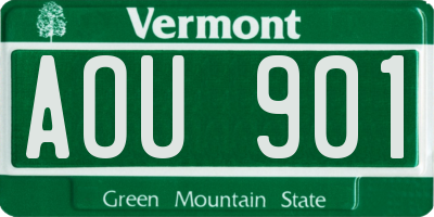 VT license plate AOU901