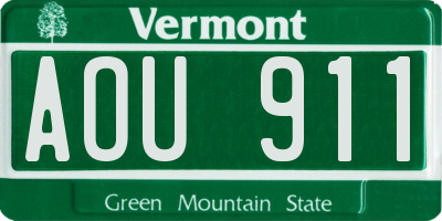 VT license plate AOU911