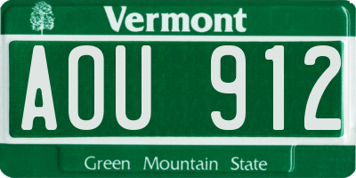 VT license plate AOU912