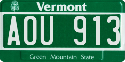 VT license plate AOU913